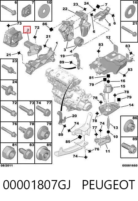Soporte de motor derecho 00001807GJ Peugeot/Citroen