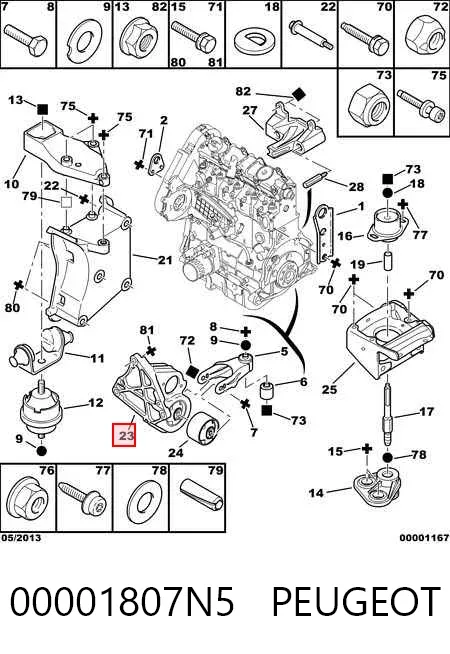 Soporte de motor trasero 00001807N5 Peugeot/Citroen