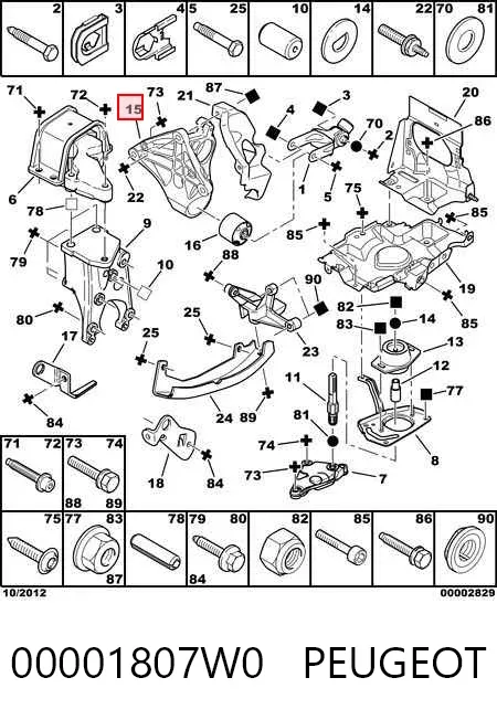 Soporte de motor trasero 00001807W0 Peugeot/Citroen