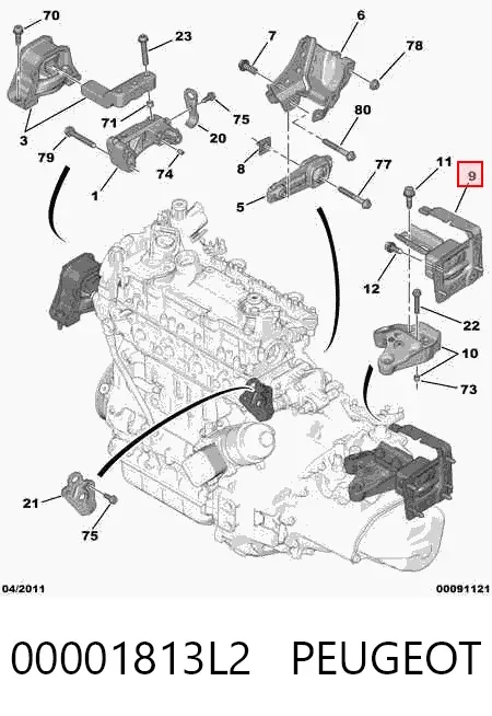 Soporte izquierdo del motor 00001813L2 Peugeot/Citroen