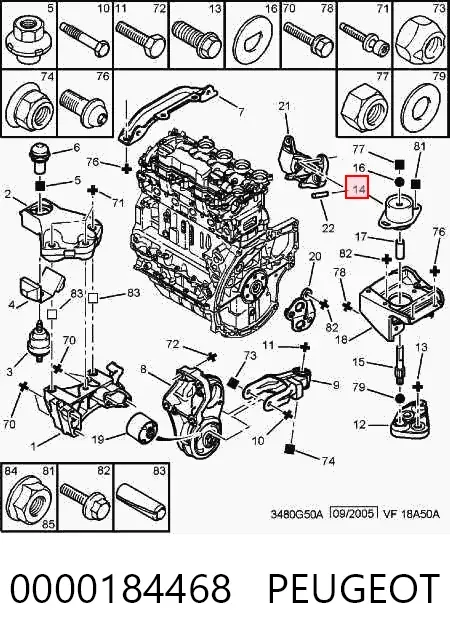 Soporte izquierdo del motor 0000184468 Peugeot/Citroen