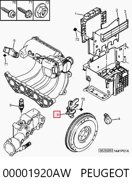 Sensor de cigüeñal 00001920AW Peugeot/Citroen
