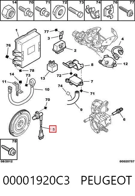 Sensor de cigüeñal 00001920C3 Peugeot/Citroen