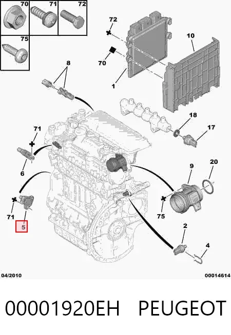 Sensor de cigüeñal 00001920EH Peugeot/Citroen