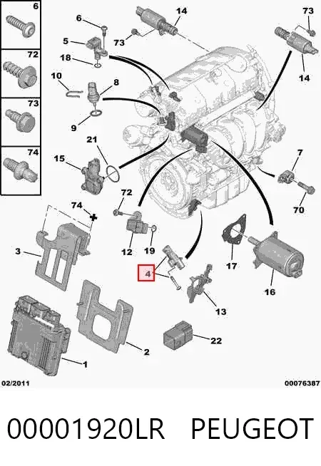 Sensor de cigüeñal 00001920LR Peugeot/Citroen
