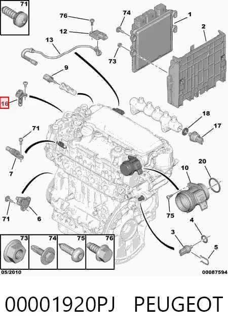 Sensor de temperatura del aire de admisión 00001920PJ Peugeot/Citroen