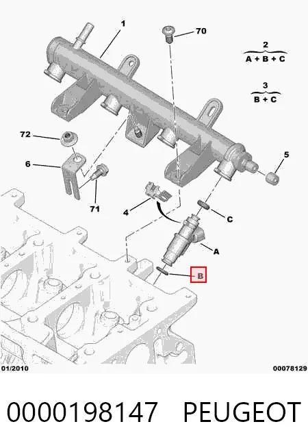 Kit de reparación del inyector 0000198147 Peugeot/Citroen