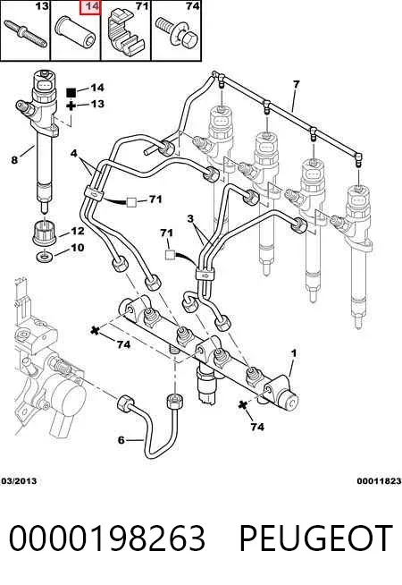 Tuerca de fijación del inyector 0000198263 Peugeot/Citroen