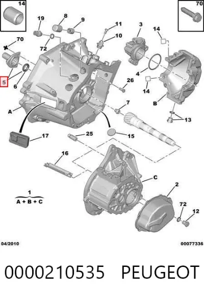 Guía del eje primario de la caja de cambios PEUGEOT 0000210535