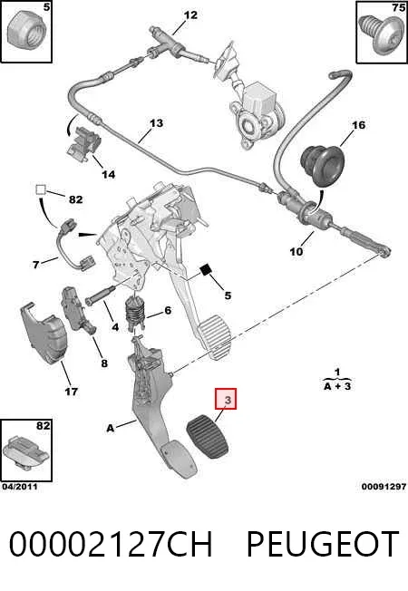Pedal embrague 00002127CH Peugeot/Citroen
