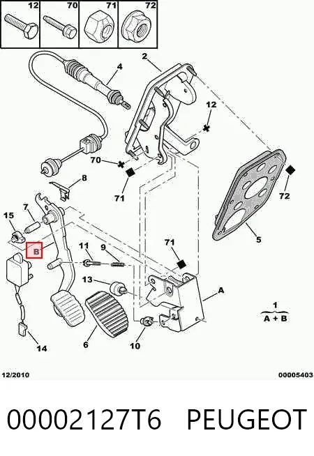Pedal embrague 00002127T6 Peugeot/Citroen