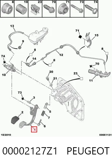 Pedal embrague 00002127Z1 Peugeot/Citroen