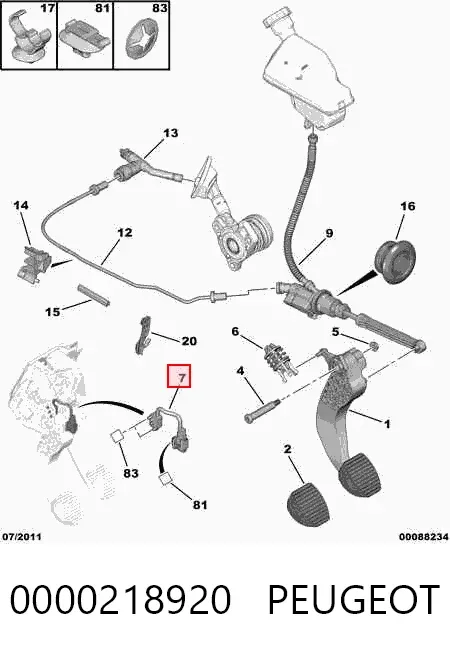 Interruptor de embrague 0000218920 Peugeot/Citroen