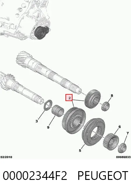Engranaje conducido de quinta velocidad 00002344F2 Peugeot/Citroen