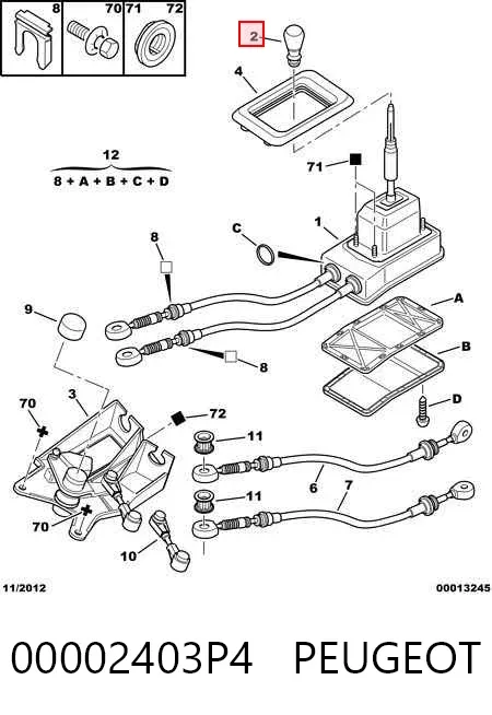 Pomo de palanca de cambios 00002403P4 Peugeot/Citroen