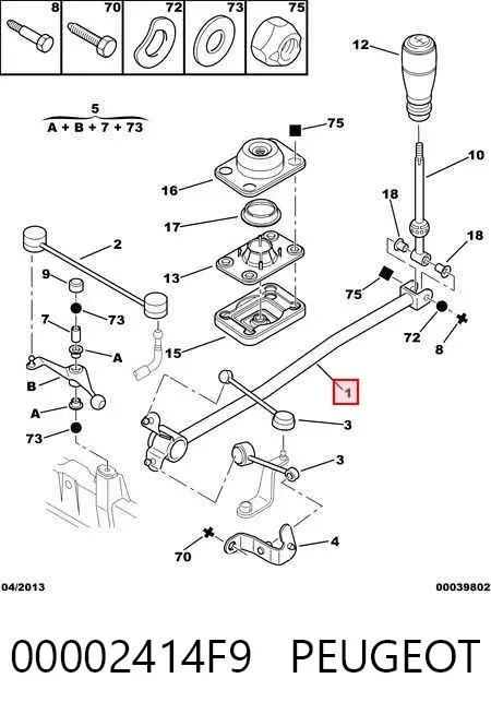 Varilla selectora de la transmisión 00002414F9 Peugeot/Citroen