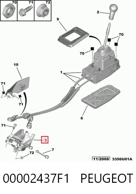 Soporte de fijación del cable de la caja de cambios 00002437F1 Peugeot/Citroen