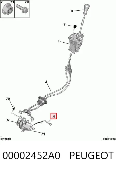Varilla selectora de la transmisión 00002452A0 Peugeot/Citroen