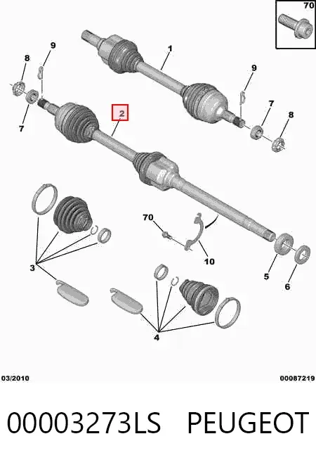 Semieje delantero derecho 00003273LS Peugeot/Citroen