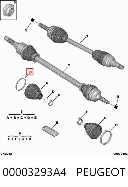 Fuelle de palier delantero exterior 00003293A4 Peugeot/Citroen