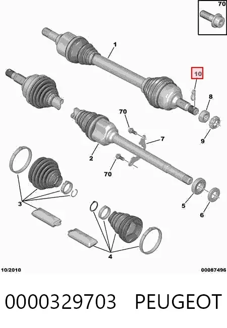 Pasador de tuerca de cubo de rueda 0000329703 Peugeot/Citroen