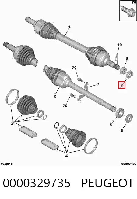 Arandela de la tuerca del cubo de la rueda delantera 0000329735 Peugeot/Citroen