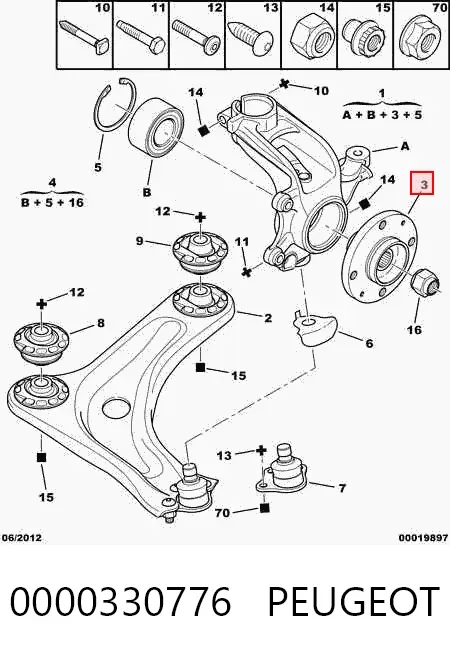 Buje de rueda delantero 0000330776 Peugeot/Citroen