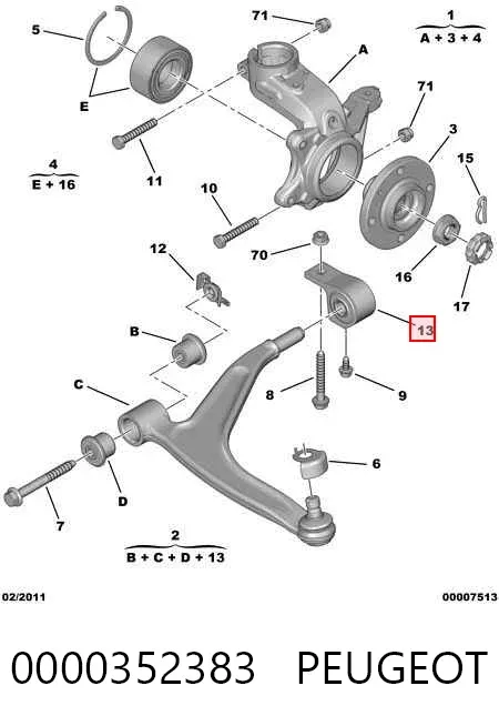 Silentblock del brazo de suspensión 0000352383 Peugeot/Citroen