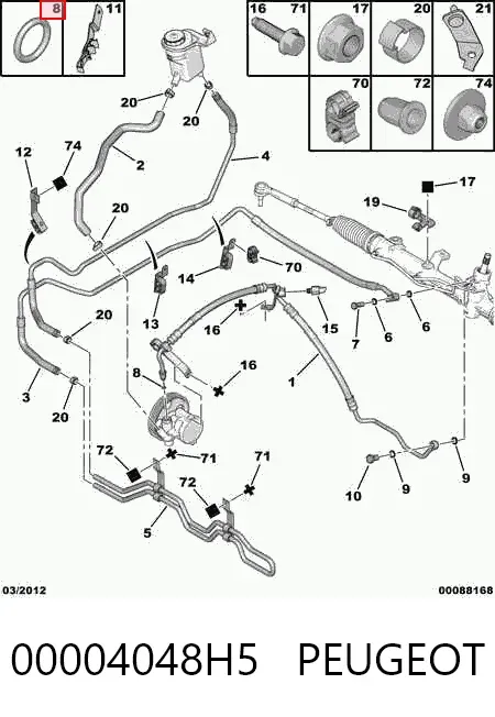 Retén de la cremallera de dirección 00004048H5 Peugeot/Citroen