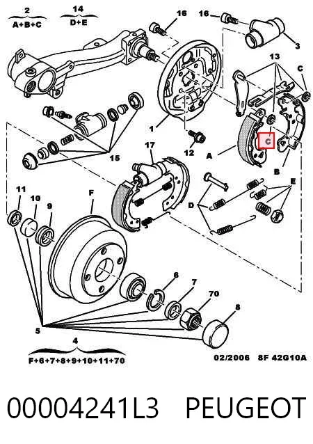 Zapatas de freno 00004241L3 Peugeot/Citroen