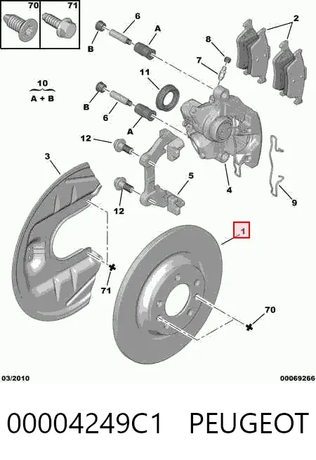 Disco de freno trasero 00004249C1 Peugeot/Citroen