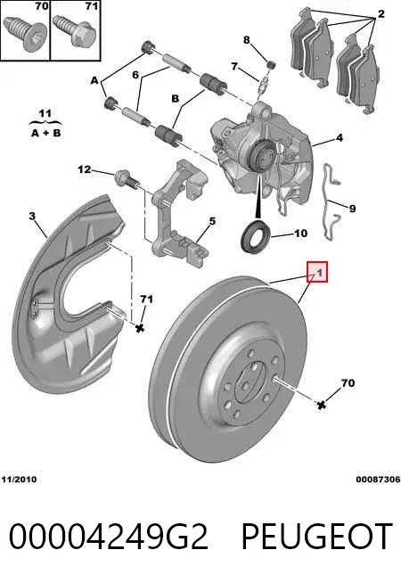 Disco de freno trasero 00004249G2 Peugeot/Citroen