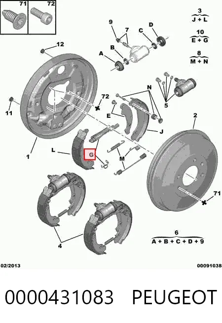 Kit de reparación del mecanismo de ajuste automático de zapatas de freno 0000431083 Peugeot/Citroen