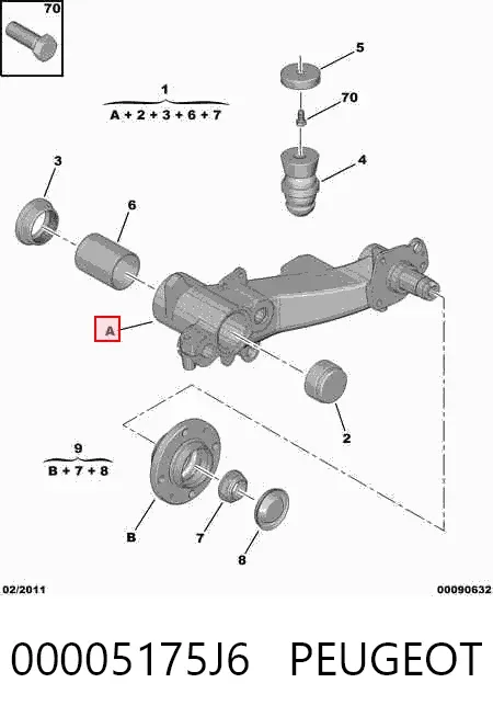Barra oscilante, suspensión de ruedas, trasera izquierda 00005175J6 Peugeot/Citroen