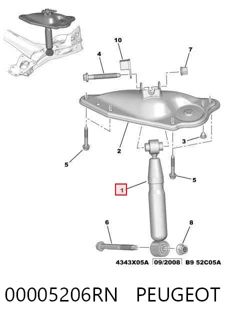 Amortiguador trasero 00005206RN Peugeot/Citroen