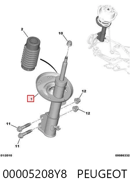 Amortiguador delantero derecho 00005208Y8 Peugeot/Citroen