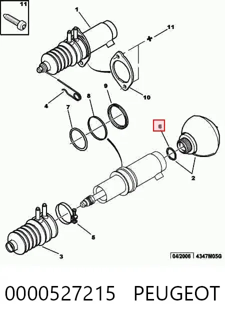 Junta tórica del acumulador hidráulico 0000527215 Peugeot/Citroen