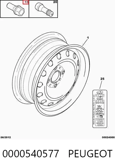 Tornillo de rueda 0000540577 Peugeot/Citroen