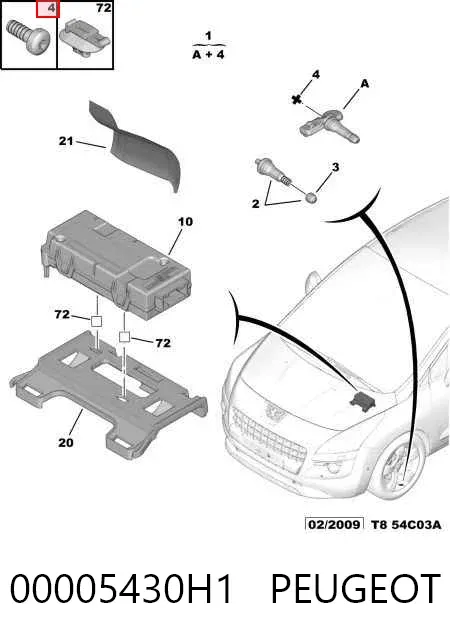 Sensor de presión de neumáticos 00005430H1 Peugeot/Citroen