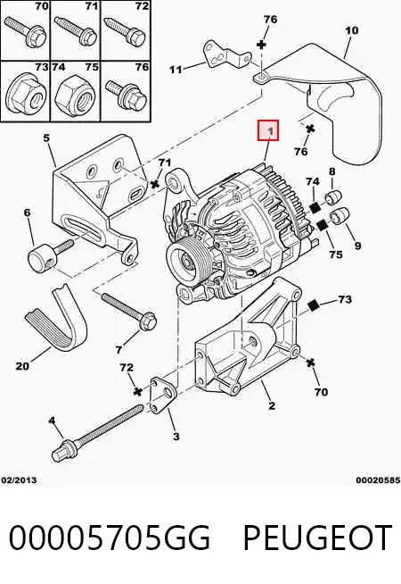 Alternador 00005705GG Peugeot/Citroen