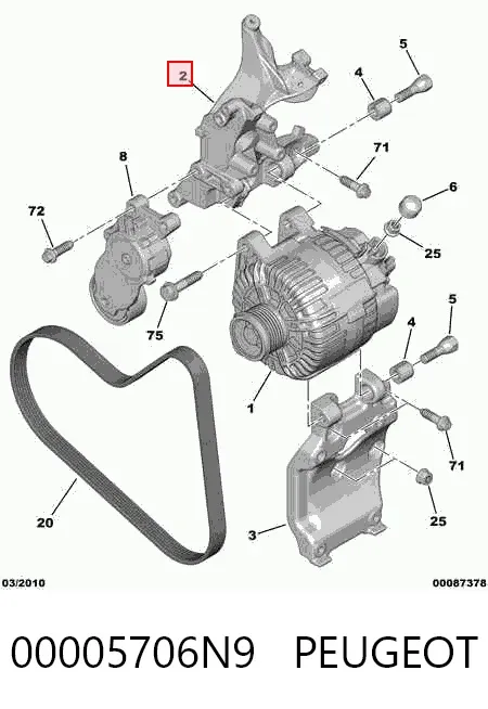 Soporte del alternador 00005706N9 Peugeot/Citroen
