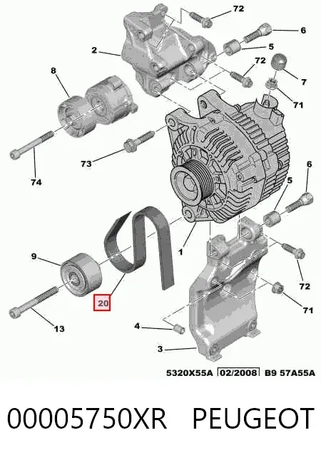 Correa de alternador 00005750XR Peugeot/Citroen
