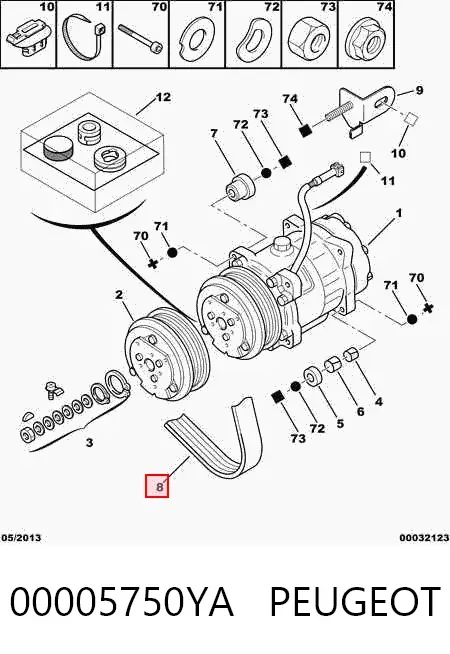 Correa de alternador 00005750YA Peugeot/Citroen