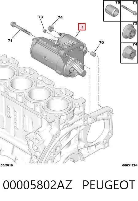 Motor de arranque 00005802AZ Peugeot/Citroen