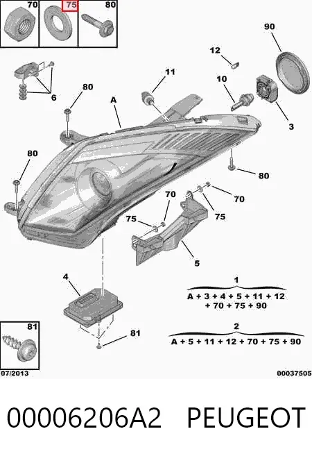 Faro derecho 00006206A2 Peugeot/Citroen