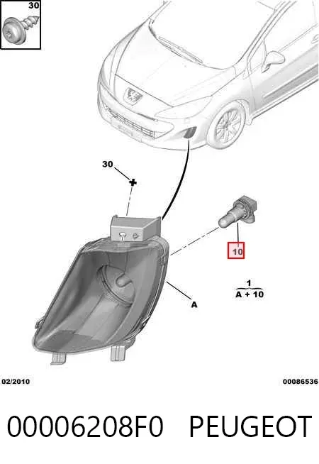 Luz antiniebla izquierdo 00006208F0 Peugeot/Citroen