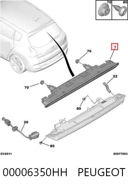 Tercera luz de freno 00006350HH Peugeot/Citroen