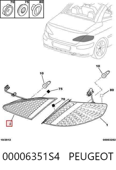 Piloto trasero interior derecho 00006351S4 Peugeot/Citroen