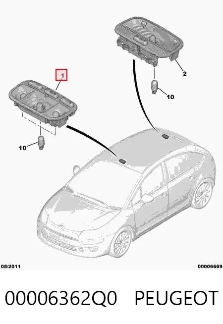 Luz interior trasera 00006362Q0 Peugeot/Citroen