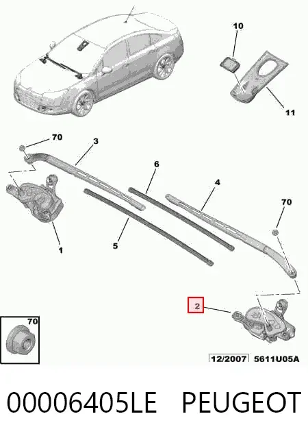 Motor limpiaparabrisas delantero izquierdo 00006405LE Peugeot/Citroen